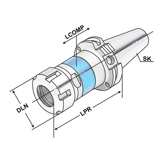 Tapping chucks for synchronisation SK 50 - M3-M16 - 80 | ER 20