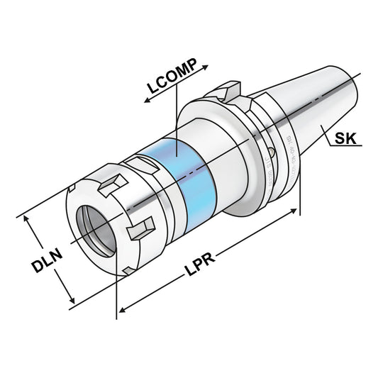 Tapping chucks for synchronisation BT 50 - M3-M27 - 120 | ER 32