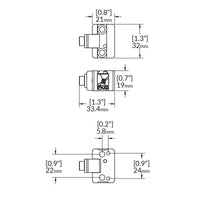Dovetail clamping device - metric 21mm x 32mm x 19mm