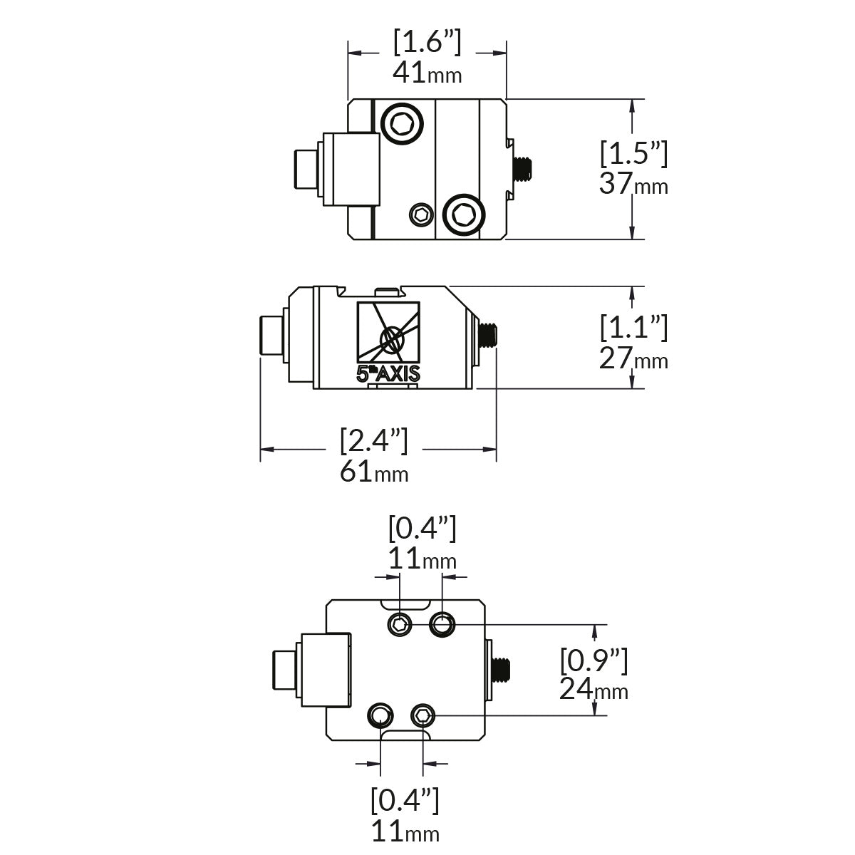 Dovetail clamping device - metric 37mm x 41mm x 27mm