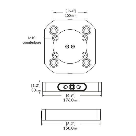 Zero-Point Plate - 96mm - RockLock 158mm x 150mm x 30mm