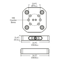 Zero-Point Plate - 96mm - RockLock 150mm x 158mm x 34-5mm