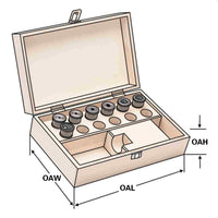 Reduction sleeves for boring bar holders 6 pcs set in wooden case