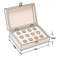 Wooden boxes, empty - 10 holes Ø 55 mm for tapping adaptors size 3