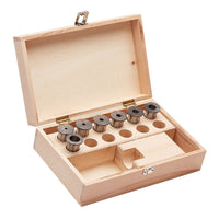 Reduction sleeves for HKS milling chucks 7 pcs set in wooden case