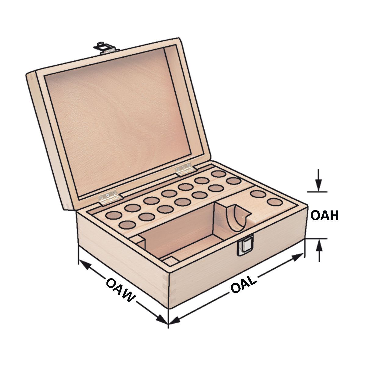 Wooden boxes, empty - 16 holes Ø 20 mm 
