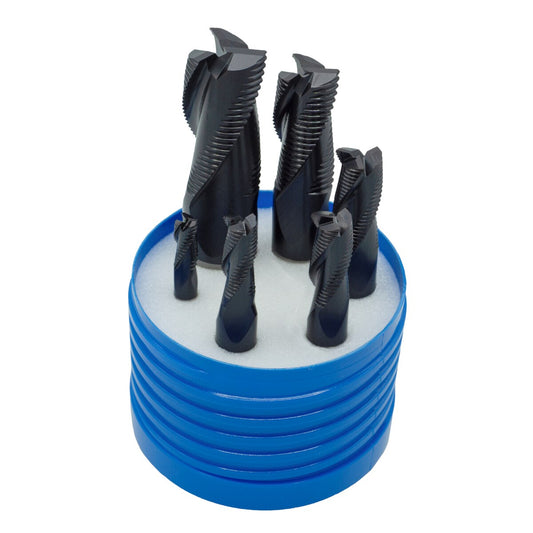 HSSX-V2 Roughing end mill-Set, Typ HR  d=6-8-10-12-16-20mm/Z=3 Shank HB TIALN-FUTURA