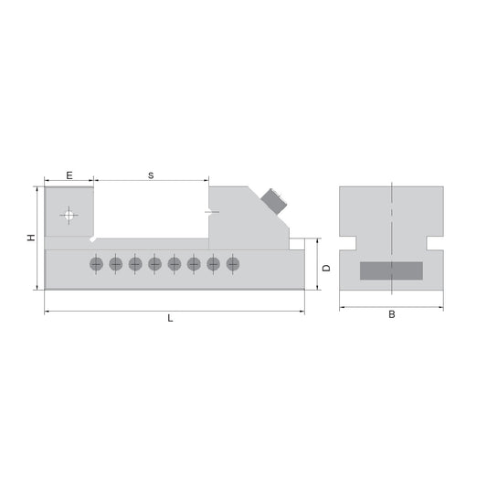 Grinding and inspection vices with quick adjustment 50 mm