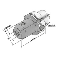 End mill holder Weldon with cooling channels HSK 100 - 14 - 80