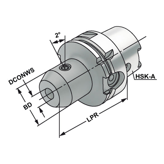 End mill holder Whistle-Notch HSK 100 - 12 - 100