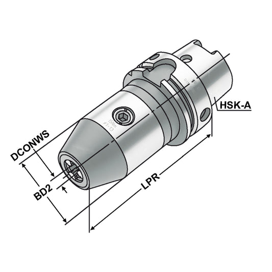 CNC-Drill chuck HSK 40 - 0/8 - 90