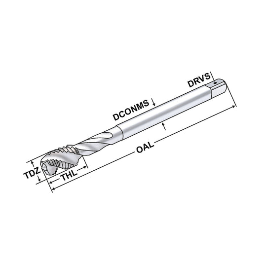 HSS-E spiral flute taps M3 3,5x2,7 P=0,5