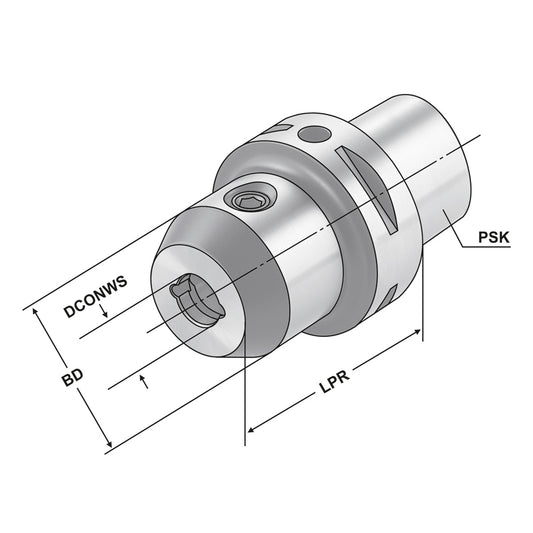 End mill holder Weldon with cooling channels PSK 63 - 08 - 160