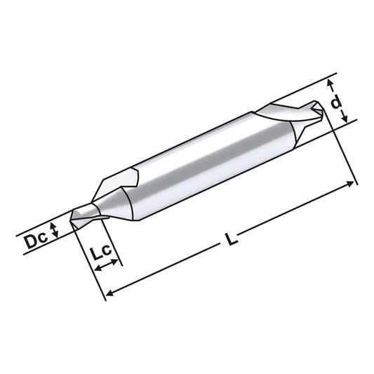 Solid carbide center drill 1,25mm / 3mm 60°