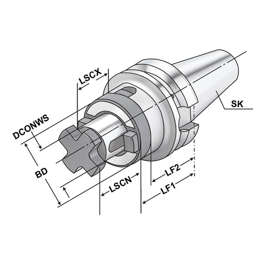 Combi shell mill holder BT 40 - 22 - 55