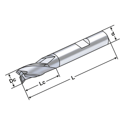 Solid carbide  3 flutes long 8mm 8,0 - 8 AlTiCrN coating