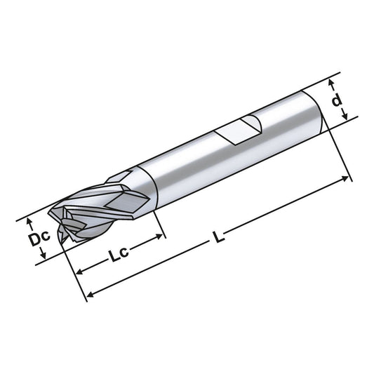 Solid carbide  4 flutes short 6mm 6,0 - 6 AlTiCrN coating