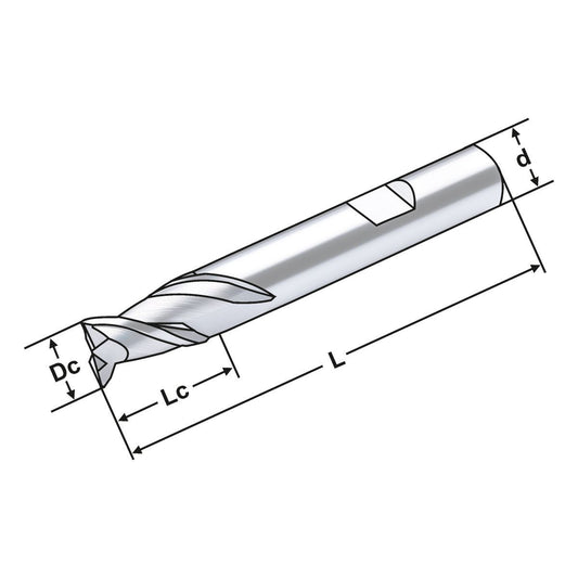 Alu UMG solid carbide end mill 5mm 5,0mm - 6,0mm 2 flutes