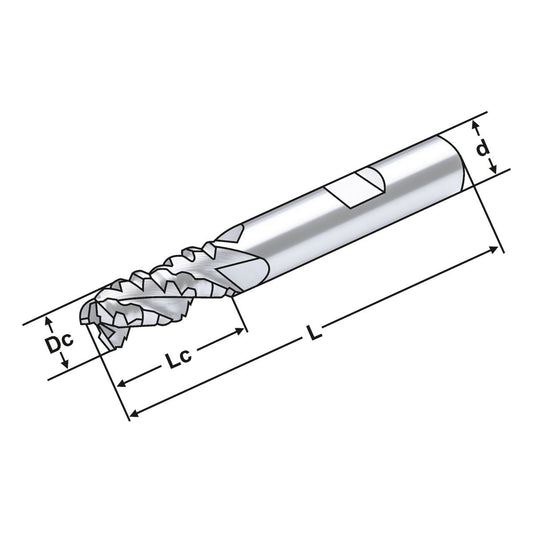 Alu UMG solid carbide roughing end mill 6mm 6,0mm - 6,0mm 3 flutes
