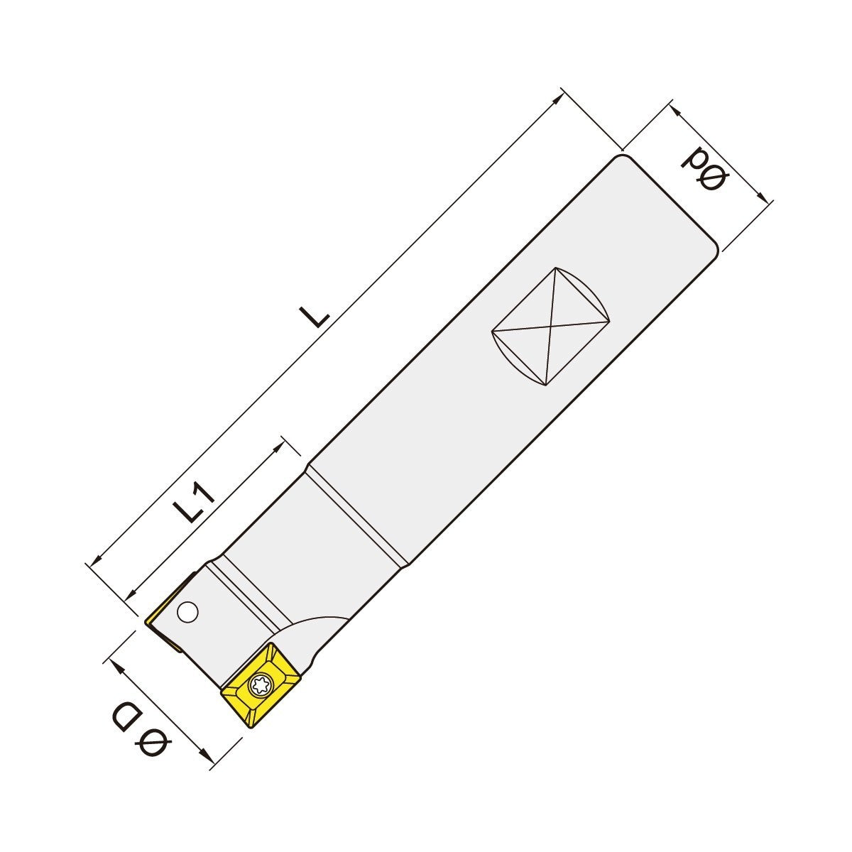 End mill cutter 90° 24,7mm - 25mm Shank after DIN 1835B 
