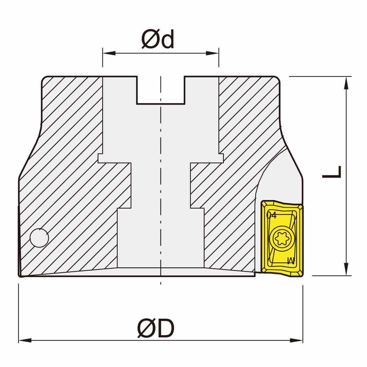 Angular milling cutter 90° 160mm - 40mm without coolantAPKT 1604 / APHX 1604