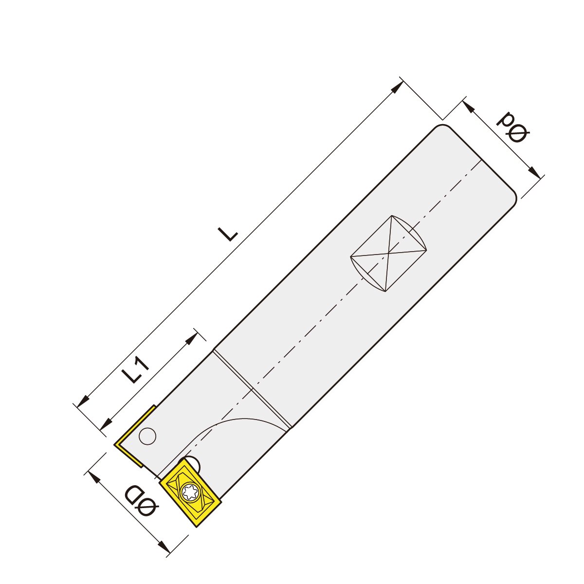 End mill cutter 75° 25mm - 20mm Shank after DIN 1835B 