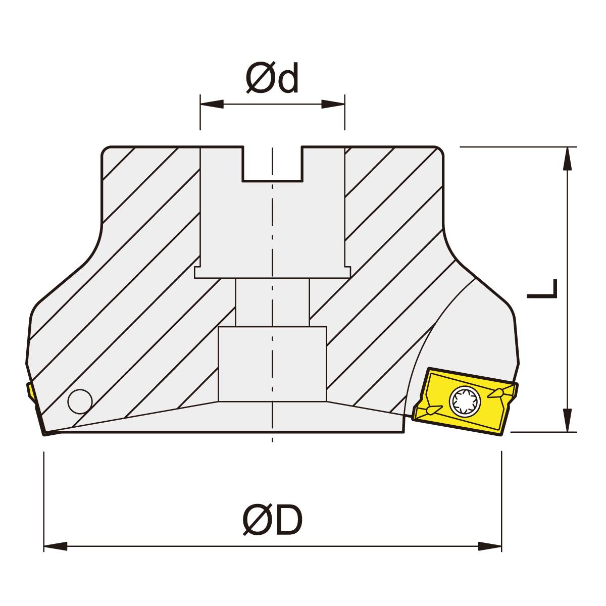 Face milling cutter 75° 50mm - 22mm Shank after DIN 1835B 