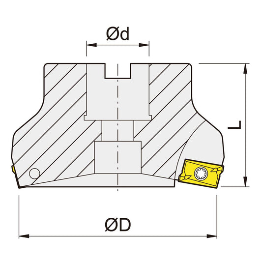 Face milling cutter 75° 50mm - 22mm Shank after DIN 1835B