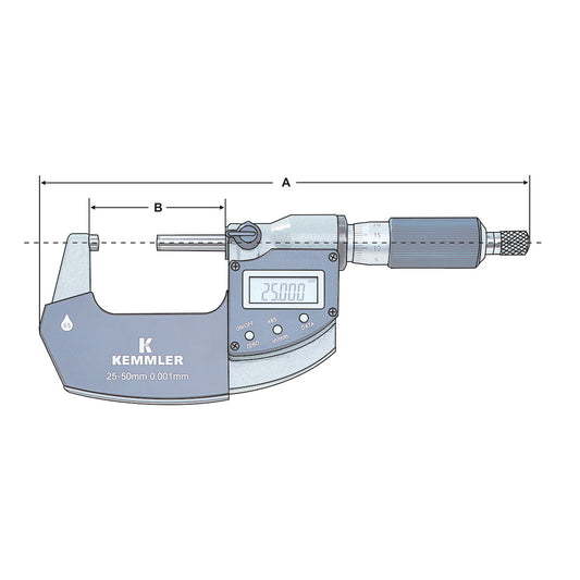 Micrometer | digital | 0 - 25 with data output | IP 65