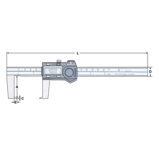Digital Caliper | 0-200mm  for outside grooves / with data output