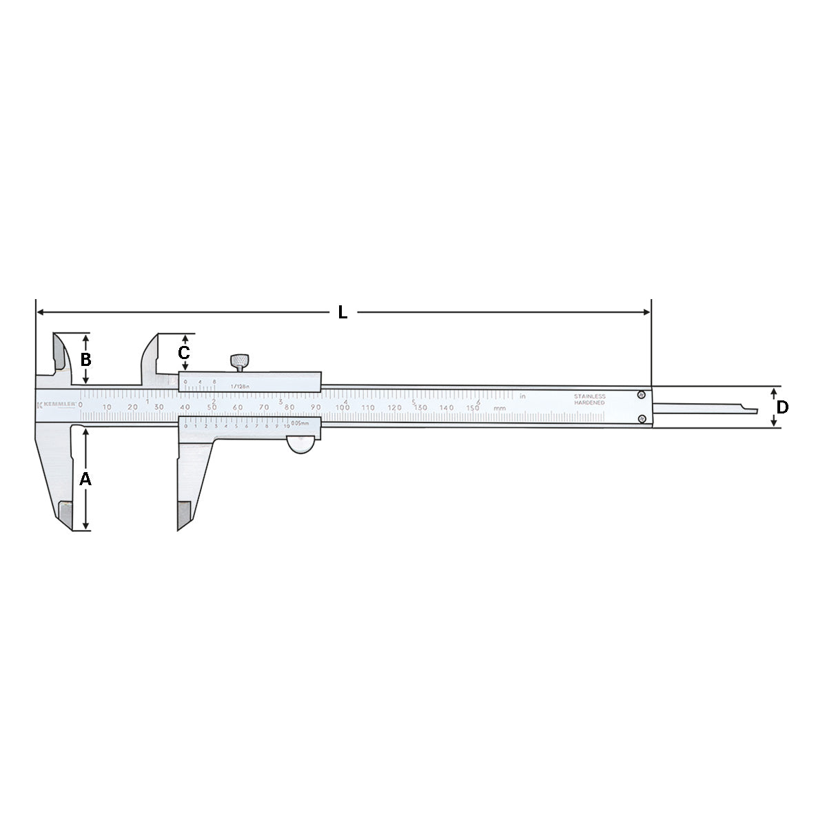 Vernier caliper | 0-150mm analogue | with locking screw