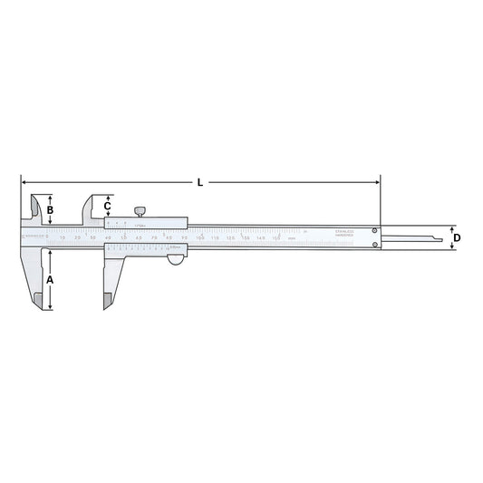 Vernier caliper | 0-150mm analogue | with locking screw