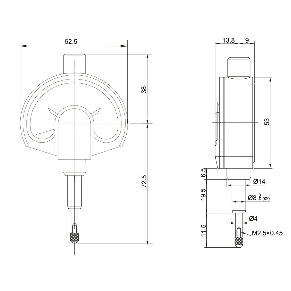 Dial indicator analogue 50-0-50 | reading 0,001mm