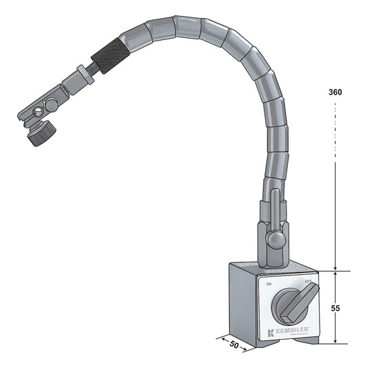 Magnetic base with flexible arm | 360mm | Magnetic power 80kg | Ø8mm