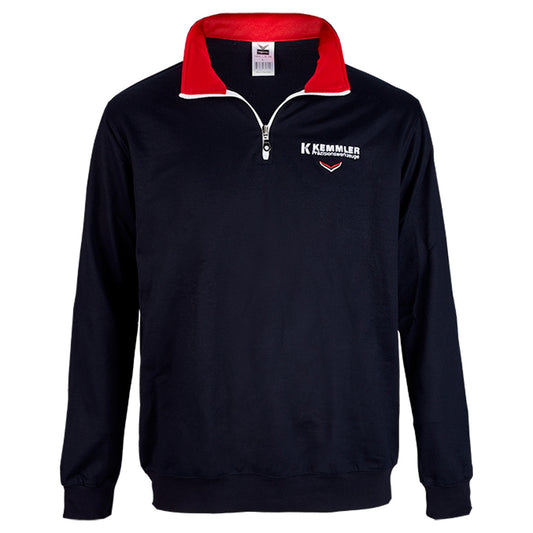 Sweatshirt with collar and zip navy "L" RUN-CNC print