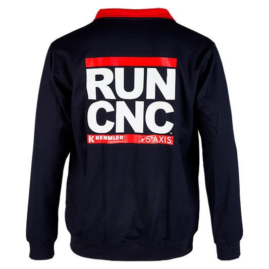 Sweatshirt with collar and zip navy "M" RUN-CNC print