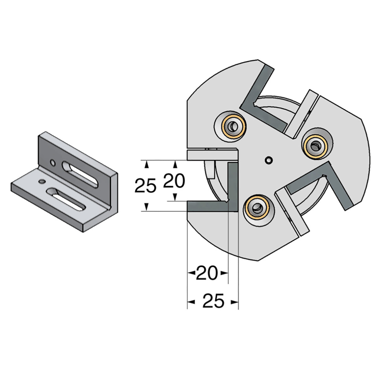 Triple turning toolholder HSK 63-25-100 ISO 12164-3  HSK-T