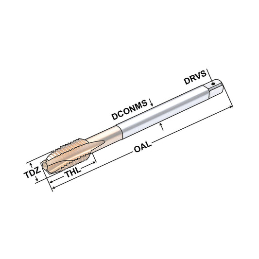 HSS-E spiral flute taps M6 6x4,9 P=1,0