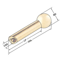 Ball sprayer nozzles with coolant tube (brass) 10  Ø 10 mm - 35 - 3