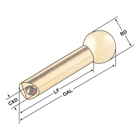 Ball sprayer nozzles with coolant tube (brass) 10  Ø 10 mm - 35 - 3