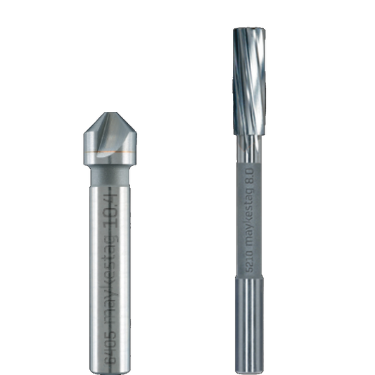 Solid carbide countersinks and solid carbide machine reamers